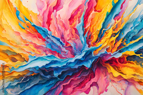 Masterpiece Bursting With Vibrant Vivid Chroma Colors, Gradients of Yellow, Blue and Pink (PNG 8208x5472)