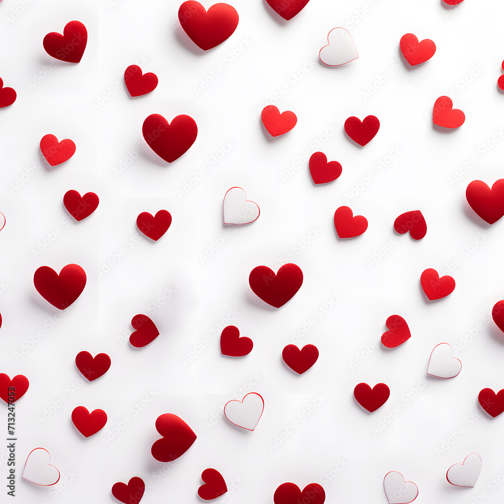 Small hearts, seamless repeating pattern, isolated on white background. Design a backdrop for a wedding invitation. The concept of love and Valentine's Day