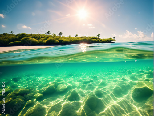 coral reef in the blue sea