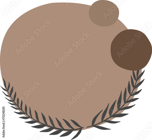 Abstract brown leaves with red hearts wreath of decoration Valentine's day and wedding event.