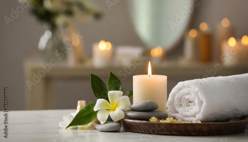 Spa massage table  relax and healthcare concept