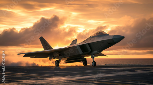 A fighter plane is taking off from an aircraft carrier.