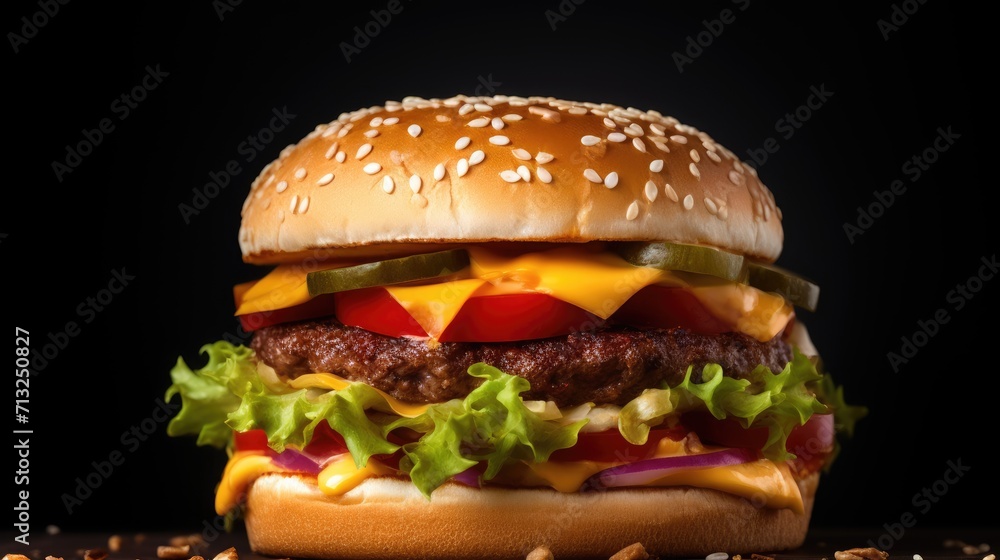 Professional food photography of Hamburger with cheese Professional food photography of Hamburger with cheese