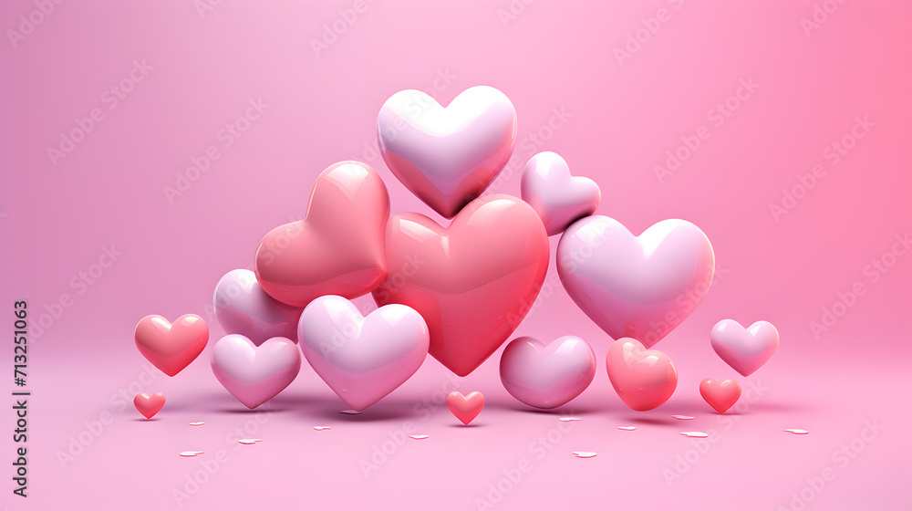 Valentine background with hearts happy valentine's day greeting card pink red color love,,

