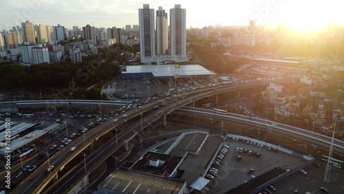 salvador, bahia, brazil - november 11, 2023: vehicle movement in traffic in the Rotula do Abacaxi region in the city of Salvador.
