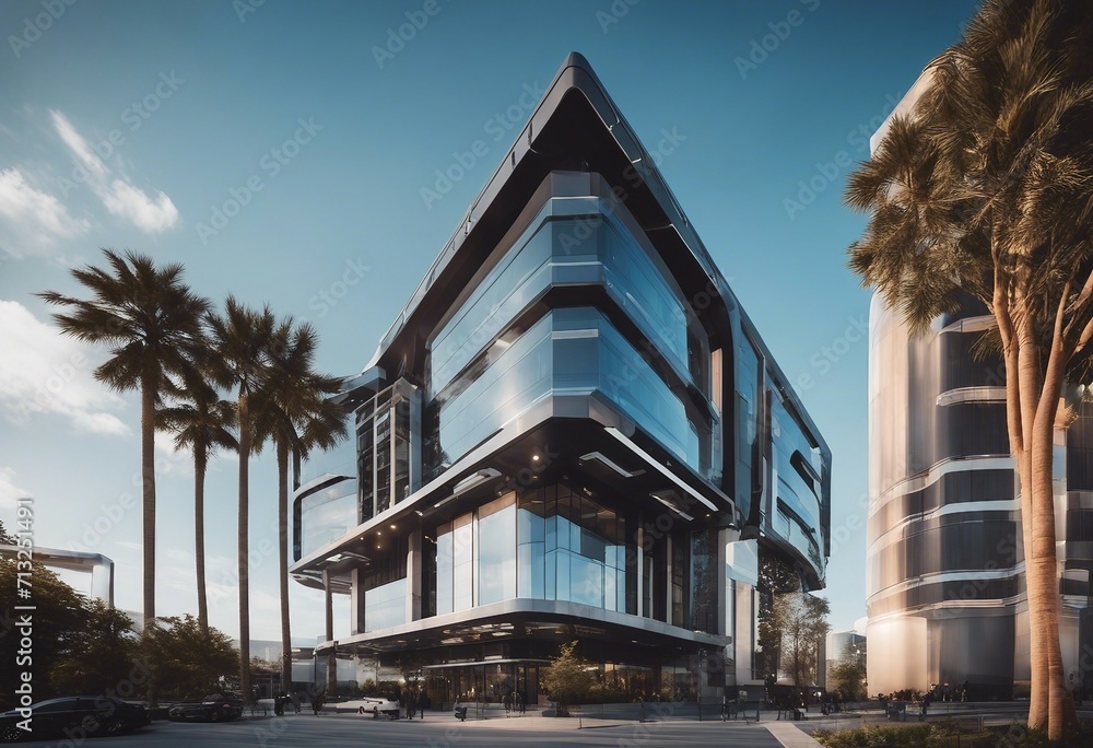 Architectural Marvel Unique Business Building with Futuristic Design