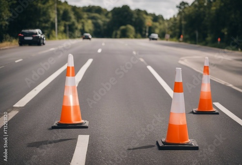 Lane Closure Cones Blocking Off a Portion of the Road for Maintenance