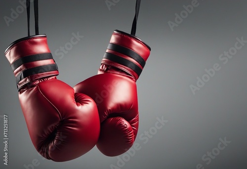 Red boxing gloves on isolated transparent background © ArtisticLens