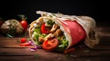 Professional food photography of Shawarma with chicken