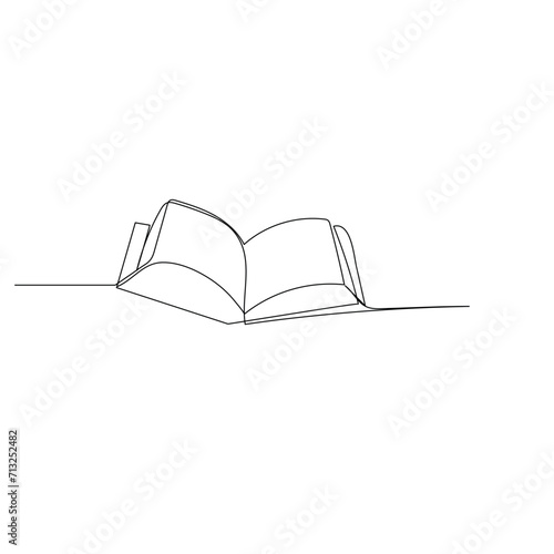 Book  continuous one line drawing outline vector illustration