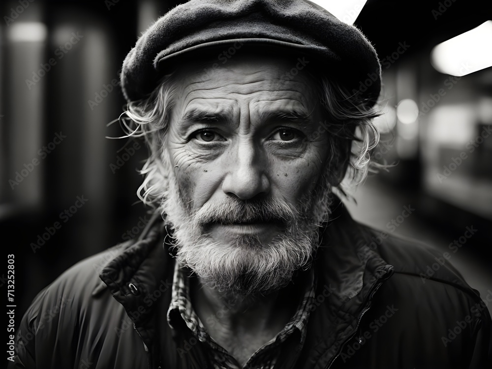 portrait of a Old homeless man portrait of a Old homeless man