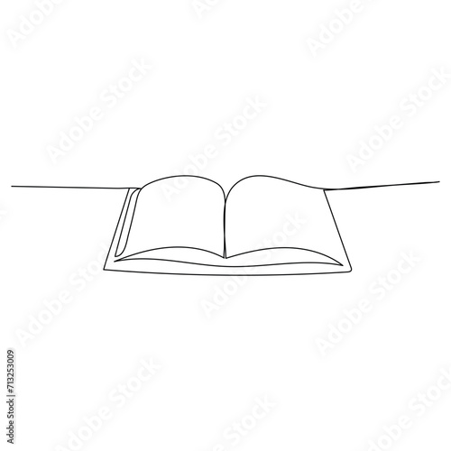 Book continuous one line drawing outline vector illustration