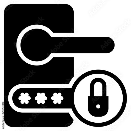 door lock key protection security solid glyph