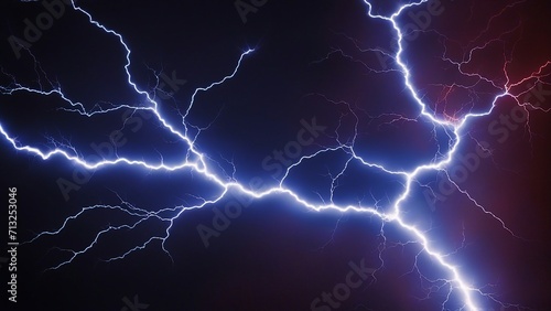 lightning in the night sky A striking image of a lightning bolt with positive and negative ions. The lightning is bright 