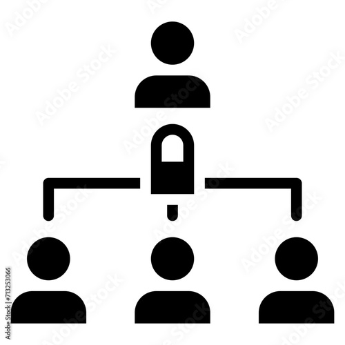 organization flow chart lock key employee solid glyph