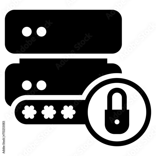 storage database lock key protection security solid glyph