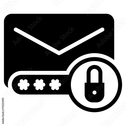 mail envelope message key lock protection security solid glyph