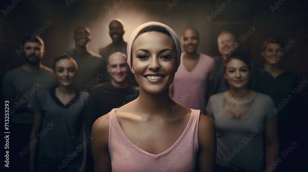 Woman Standing in Front of Group of People, World Cancer Day