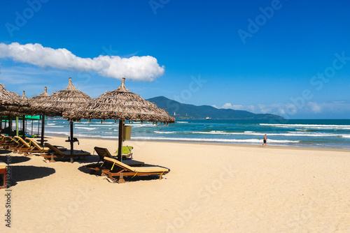 Scenery of My Khe Beach located in Da Nang, central Vietnam photo