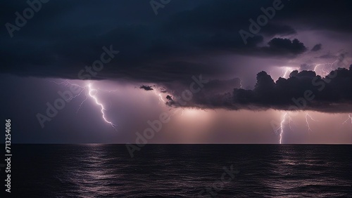 storm over the sea photo of a dark stormy sky over a body of water with multiple lightning strikes that create a spectacular show of light and power 