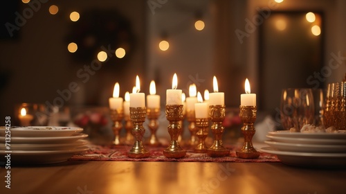 Woman Standing in Front of Candles in Serene Setting, Passover
