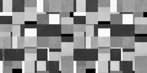Seamless elegant overlapping squares modern art wallpaper pattern transparent overlay. Abstract monochrome black white and grey geometric contemporary patchwork mosaic tapestry background texture.