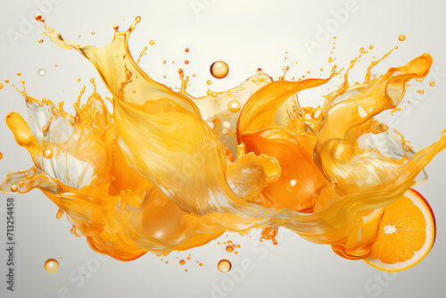3D rendering of a coffee caramel background .Splash of orange juice. 3d illustration, 3d rendering.