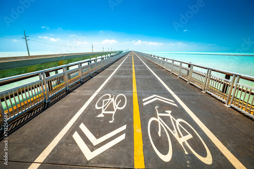 Old Seven Mile Bridge bicycle lane in Marathon, Florida Keys photo