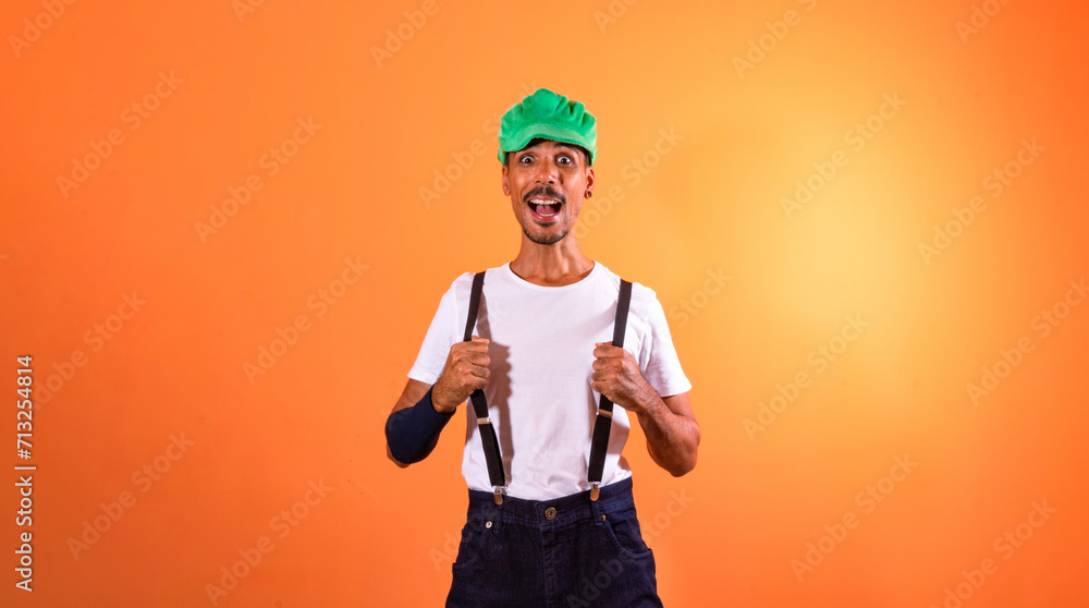 Carnival - Black Man With Brazilian Carnival Costume Isolated on Background Carnival - Black Man With Brazilian Carnival Costume Isolated on Background