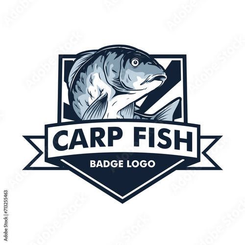 Carp fish badge logo template