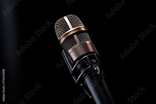 Studio microphone or performance microphone on black background