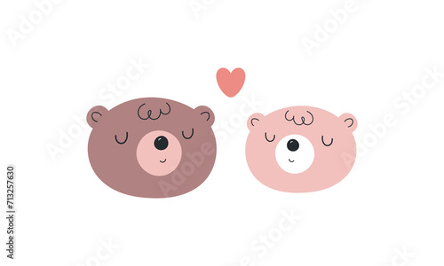 Bears in love. Vector illustration. For card  posters  banners  books  printing on the pack  printing on clothes  fabric  wallpaper  textile or dishes. 