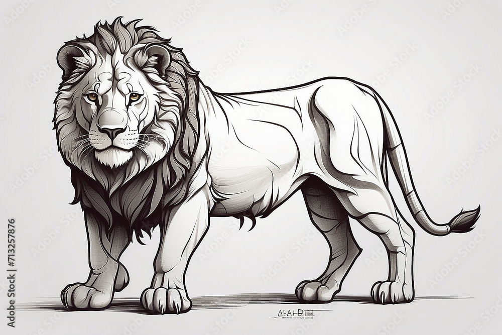 Minimalist Line Art of an African Lion for Kids AI Generative Minimalist Line Art of an African Lion for Kids AI Generative