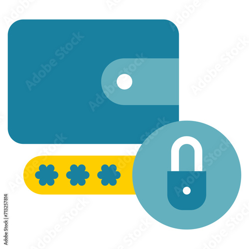 wallet key lock money protection security flat style