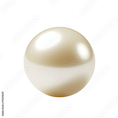 Realistic shiny natural sea pearl with light effects on transparent background photo