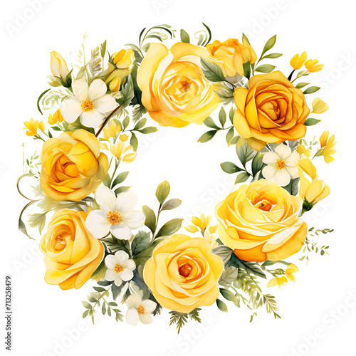 watercolor hand-painting style a bunch of rose flowers isolated on white background. Clipping path included. © LADIE_PASTEL