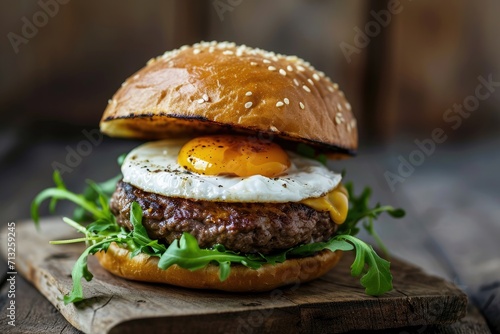 Beef burger made of ground beef, breadcrumbs, rolls, Worcestershire sauce, mustard, egg, chopped onion, clean background