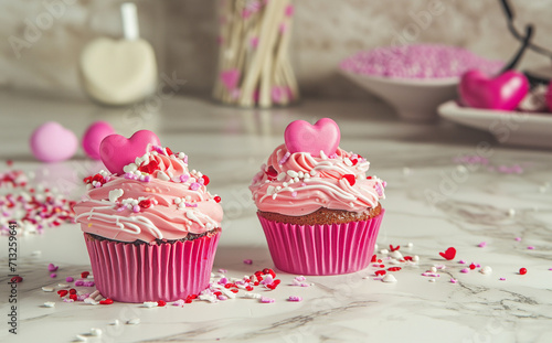 Valentine's Treat: Cupcakes Adorned with Hearts