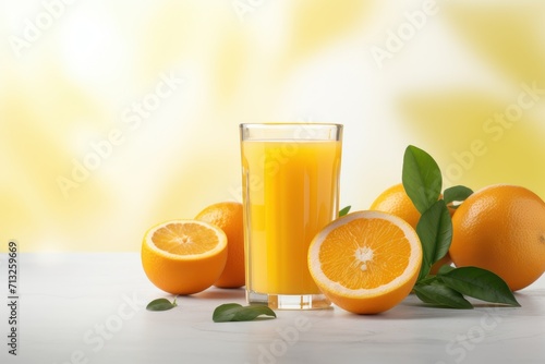 Glass of fresh orange juice. Copy space.