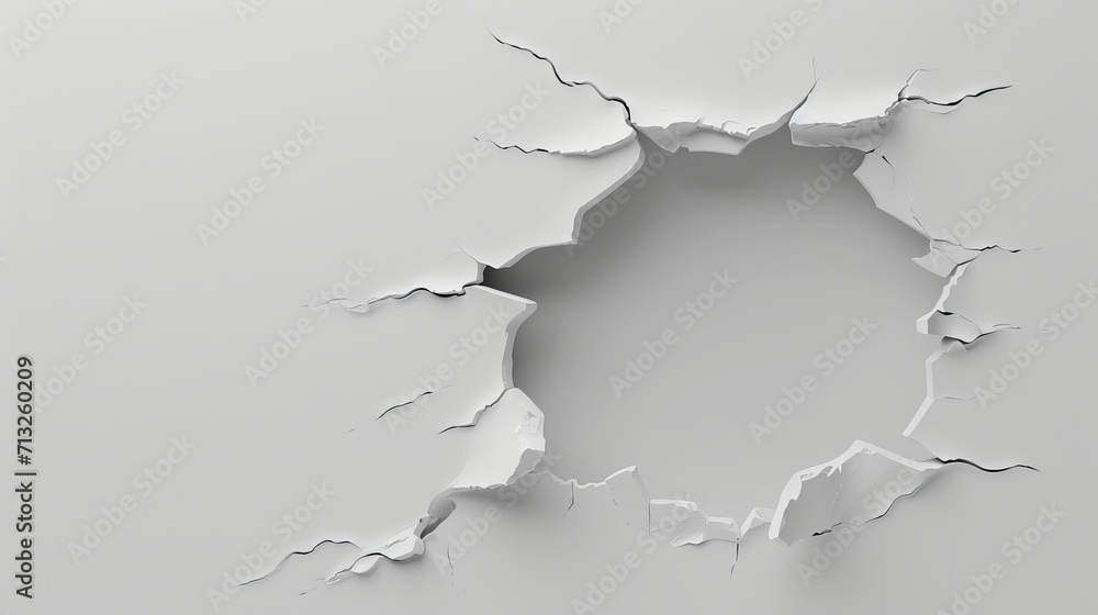 Hole in Wall on White Background, Simple, Clean and Minimalistic Photo Hole in Wall on White Background, Simple, Clean and Minimalistic Photo