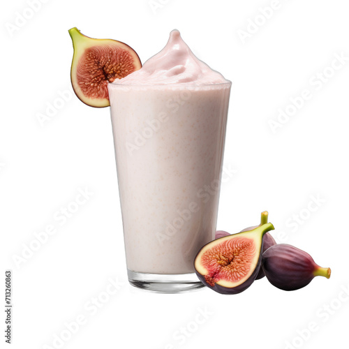 Fig Fantasy Smoothie: Figs, Almond Milk, Vanilla Protein Powder, Cinnamon, Ice isolated on transparent background