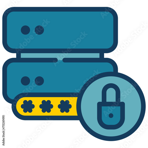 storage database lock key protection security filled outline