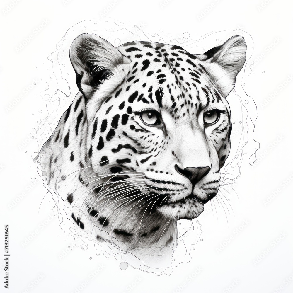 Panthera onca line art style on white background Panthera onca line art style on white background
