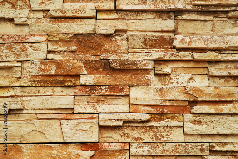 Front View of Brown Rough Stone Blocked Wall Front View of Brown Rough Stone Blocked Wall