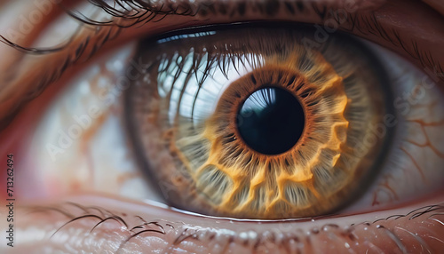 Close up of human eye. Macro image of human eye. 3D rendering. Generative AI