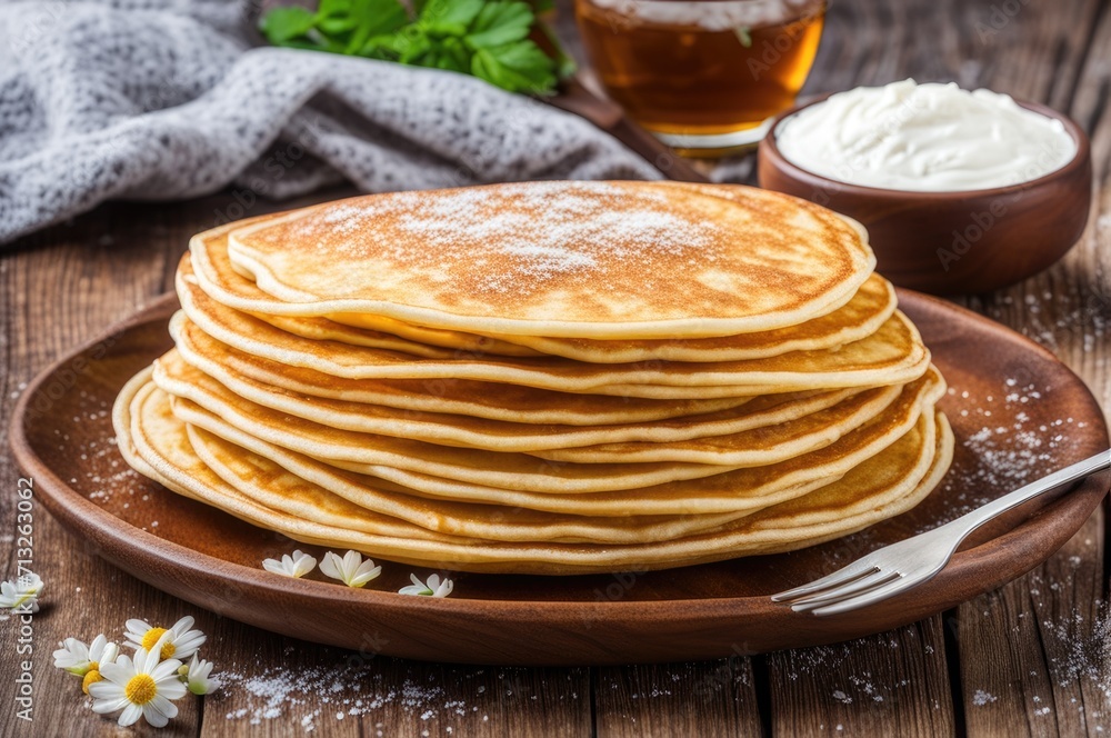 stack of very thin pancakes. traditional for Russian pancake week. Shrove tide stack of very thin pancakes. traditional for Russian pancake week. Shrove tide