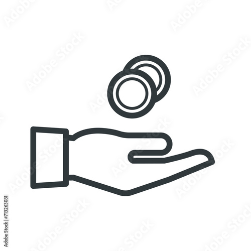 Businessman hand receiving money isolated icon