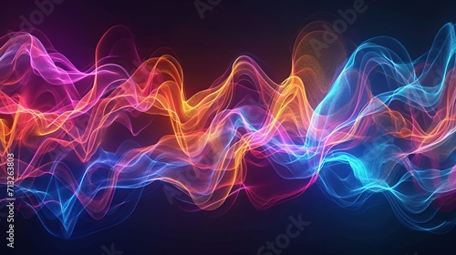 Abstract art based on sound waves with dynamic lines and vibrant colors background
