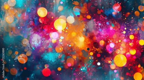 Abstract art inspired by a carnival with bright lights and festive patterns background