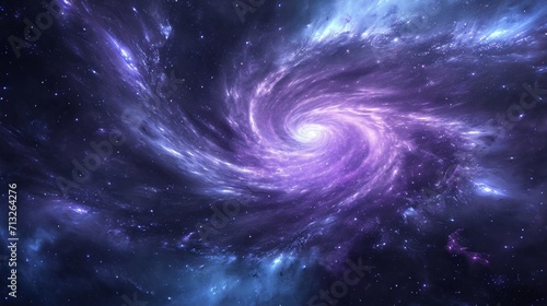 Abstract depiction of a mystical galaxy with swirling nebulas and sparkling stars background